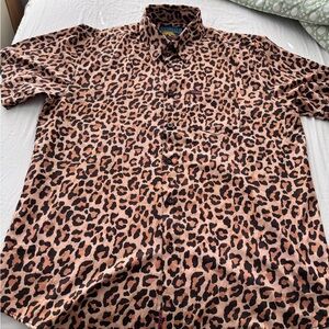 DIXXON Men's Leopard Print Button Down Shirt